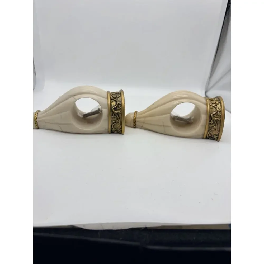Faux Marble And Brass. Resin Composite. 1960 - 1970. Wall Pocket Sconces.
